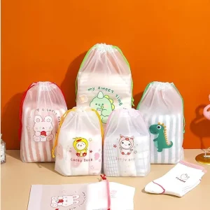 Custom Logo Waterproof Drawstring Clear Frosted Plastic Bags Frosted Plastic Drawstring Bag for Toiletries Shoes Clothes