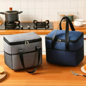 Custom Logo Waterproof Zipper Oxford Cloth Portable Insulated Cooler Tote Bag Durable Picnic Lunch Bags for Women Kids