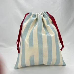 Custom Logo and Size Canvas Drawstring Bag Eco Cotton Dust Bags Cotton Drawstring Bag With Colorful Stripe