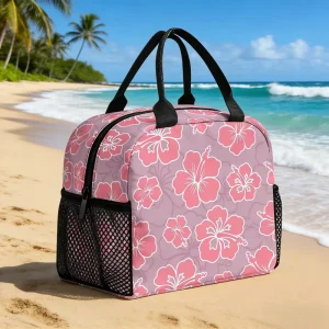 Custom Made Light Lunch Pack Hawaiian Polynesian Hibiscus Design for Children Adults Print on Demand Lunch Bag with Tote Bag