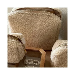 Custom Metal Zipper Quilted Baby Bag Cute Pouch Coquette Cosmetic Bag Aesthetic Sherpa Soft Travel Bags