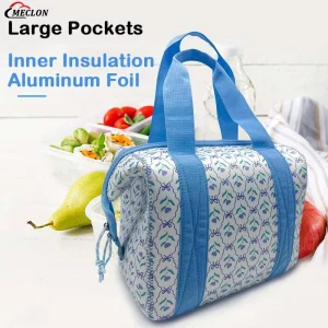 Custom Neoprene Lunch Bag with Aluminum Foil Lining Zipper Closure Reusable Insulated Waterproof Cooler Tote