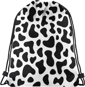 Custom New Cow Pattern Drawstring Backpack Sack Pack 210D Polyester Bag for Party