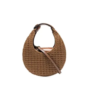 Custom New Design High Quality Straw Woven With Leather Fashion Portable Handbag Crossbody Bag For Women