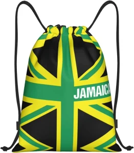 Custom New Jamaica Flag Drawstring Backpack Sack Pack 210D Polyester Bag