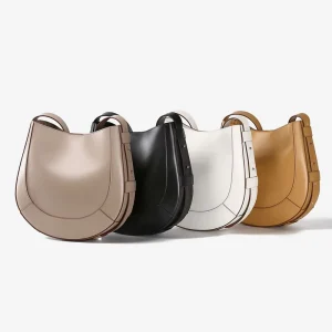 Custom New Vintage Fashion Genuine Leather Women’s Underarm Saddle Bag Half Moon Shoulder Bag