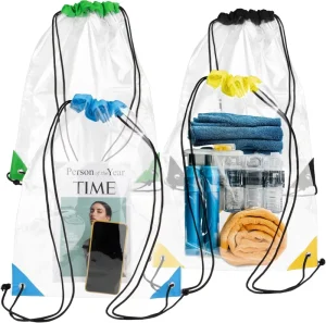 Custom PE Waterproof Drawstring Packaging Bags with Printing for Clothes and Shoes Gift and Craft Use