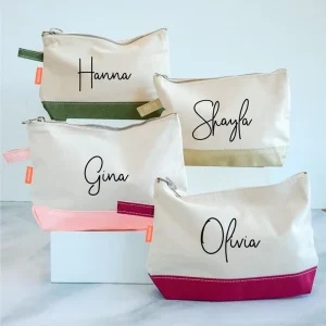 Custom PU Leather Bottom Canvas Cosmetic Bag Printed Logo for Travel Toiletries Beauty Gift Set Packaging Event Giveaways Bags