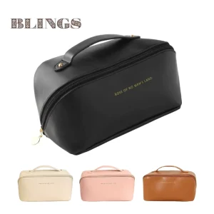 Custom PU Leather Cosmetic Bag Waterproof Toiletry Women Luxury Beauty Cosmetic Bag Pink Girl Travel Cosmetics Bag