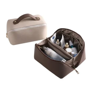 Custom PU Leather Protective Cosmetic Organizer Bag for Brushes Essential Oils Puffs Lipsticks Perfumes