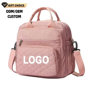 Custom Pink Insulated Ice Thermal Outside Picnic Foods Cooler Lunch Bag for Work Picnic School