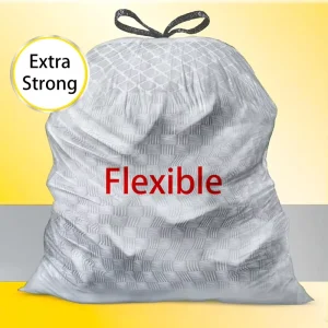 Custom Plastic LDPE Leak Protection Tall Kitchen PE Flexible Drawstring Garbage Bag Plastic Flexible Draw String Trash Bags Roll
