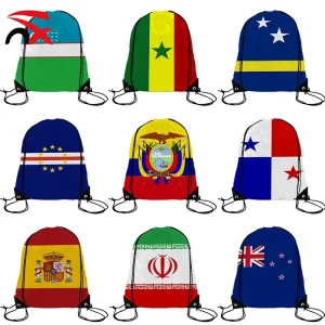 Custom Polyester Drawstring Bag Adjustable Shoulder Straps Bag Stock Colorful Polyester Drawstring Bag with Printed logo
