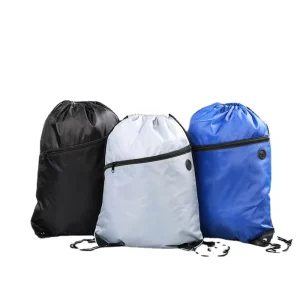 Custom Polyester Drawstring Bags with Zipper Backpack Cinch Bag Nylon Sport Travel Bag