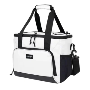 Custom Portable Large High Capacity Grey Polyester Waterproof Foldable Insulated Picnic Delivery Food Cooler Lunch Bag