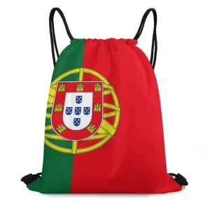 Custom Portugal Flag Drawstring Patriotic String Backpack for Soccer Football Fan