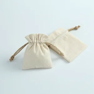 Custom Printed Drawstring Linen Fabric Bag Dust String Pouch Small Jewelry Logo Printed Gift Cotton Drawstring Bag