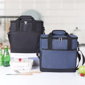 Custom Printed Durable Eco-Friendly Oxford Cloth Waterproof Insulated Thermal Portable Lunch Bag Zipper Closure