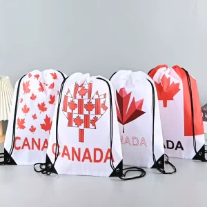 Custom Printed Eco Friendly Polyester Pull String Bags Soccer Sport Drawstring Backpack for US Canada Mexico Football Event