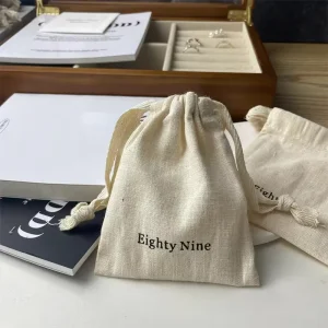 Custom Printed Logo Drawstring Canvas Bag Eco Friendly Gift Jewelry Pouch Drawstring Dust Bag