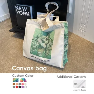 Custom Printed Logo Newest Fashionable Streamer Style Eco Friendly Designer Shoulder Bags Women’s Canvas Cotton Tote Bag
