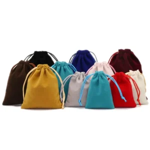 Custom Printed Pink Jewellery Luxury Earring Packing Gift Drawstring Bag Velvet Packaging Jewelry Pouch