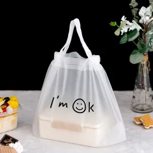Custom Printed Plastic Drawstring Bags for Salad Bar Takeout Food Delivery Bans Healthy Choice