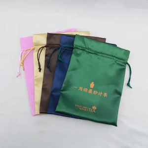 Custom Printed Silk Wig Bags Satin Gift Pouch Velvet Drawstring Bag Luxury Jewelry Packaging Display Pouch Bag for Bracelet