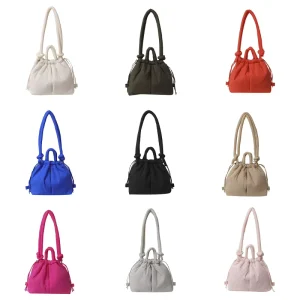 Custom Puffy Quilted Bucket Bag Knotted Drawstring Cloud Bag Soft Padded Nylon Bag Korean Style Trendy Bag