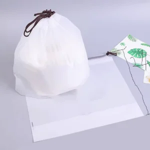 Custom Reclosable Frosted Drawstring Bags Packing Clothes Cosmetics Shoes Draw String Plastic Bags