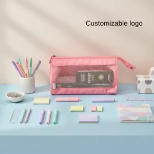 Custom SM 038 Large Capacity Travel Cosmetic Bag Polyester Zipper Korea Style Wrist Strap Breathable Waterproof