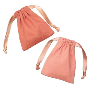 Custom Single Side for Pink Canvas Flannelette Drawstring Bag Small Portable Cloth Electronic Product Bundle Pocket Multi Color