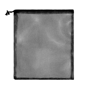 Custom Size 25 X 30cm Black Drawstring Polyester Mesh Bag for Clothing Toy Fruit Packaging and Storage