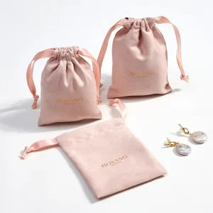 Custom Small Suede Velvet Package Drawstring Jewelry Pouch Bag