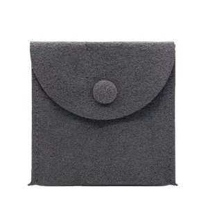 Custom Small Velvet Microfiber Jewelry Pouch With Button Packaging Jewellery Pouch With Logo for Earrings Display
