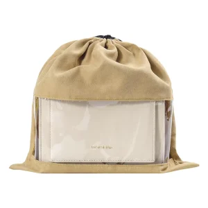 Custom Soft Suede Dust Bag for Luxury Handbag Velvet Drawstring Dust Bag With Clear Window