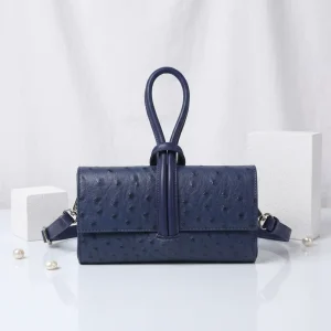 Custom Solid Color Women’s Handbags PU Leather Ostrich Pattern Crossbody Bags Clutch Bag