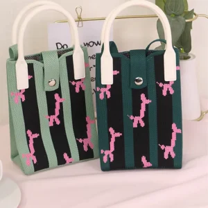 Custom Spring New Fly Knit Phone Bag Large Capacity Crossbody Handbag for Women Student Casual Daily Use Matching Knitted Purse