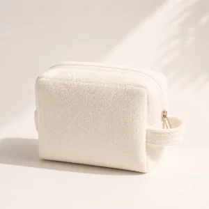 Custom Terry Cloth Cosmetic Bag OEM Makeup Pouch Travel Toiletry Bag Custom Logo Color Packaging