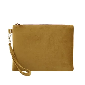 Custom Velvet Clutch Makeup Bag with Removable Wrist Strip Travel Cosmetic Zipper Pouch Bag Logo Print for Women Gift