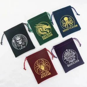 Custom Velvet Dust Pouch Personalized Logo Print Drawstring Velvet Bag Pouch for Jewelry Necklaces Watch Gemstone Gift Bag Tarot