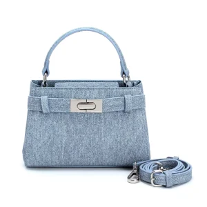 Custom Vintage Fashion Lady Denim Single Strap Pu Leather Crossbody Shoulder Bag for Women Portable
