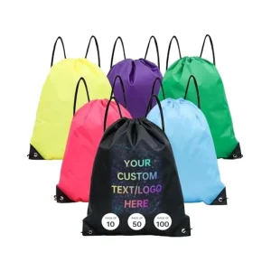 Custom Waterproof Polyester Drawstring Backpack Bulk Promotional Sportpack Personalized Logo for Gym Travel Everyday