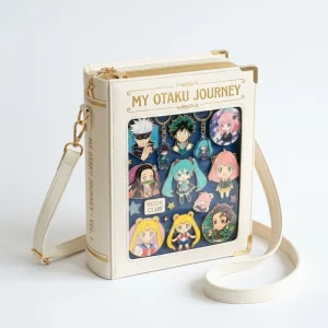 Customizable Anime Theme Book-Shaped Ita Bolsa Bag with Clear Window Pin Display for Otaku Girls & Fan Aesthetic