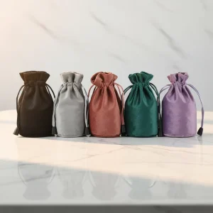 Customizable High End Velvet Round Bottom Drawstring Bag Ultra Soft Storage Pouch for Jewelry and Other Items