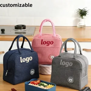 Customizable Insulated Polyester Lunch Box Bag Bento Tote Backpack Student Office Meal Bag Waterproof Oilproof Thickened 1-3L