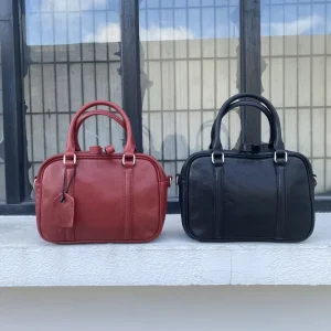 Customizable Luxury Genuine Leather Handbag for Women First Layer Cowhide Bag with Dual Handles and Adjustable Shoulder Strap