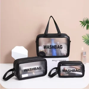 Customizable PVC Cosmetic Box Bag Waterproof for Toiletry Makeup Bags with Open Closure Letter Pattern for Travelling