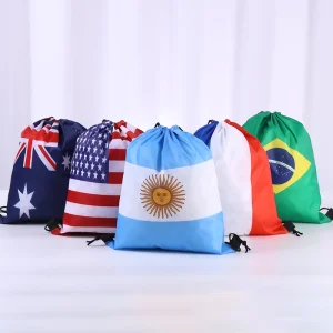 Customizable Portable Lightweight Traveling Yoga National Logo Flag Drawstring Sport Gym Bag for Events