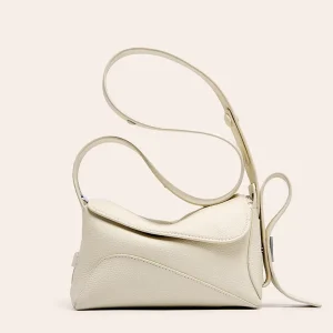 Customization Beige White Geometry Design Flap Bag Cowhide Leather Adjustable Strap Women Shoulder Crossbody Bag Small